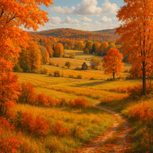 Vibrant Autumn Landscape – Fall Forest Digital Wall Art