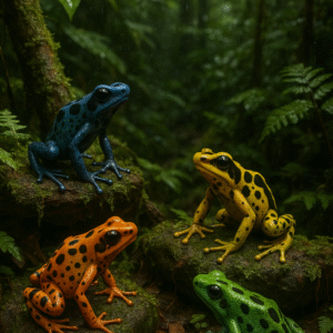 Colorful Amazon Dart Frogs – Jungle Jewel Digital Wall Art