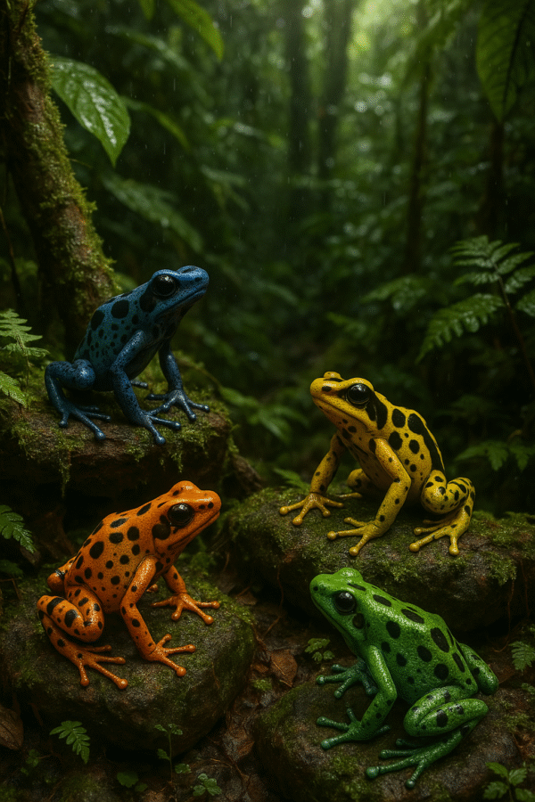 Colorful Amazon Dart Frogs – Jungle Jewel Digital Wall Art