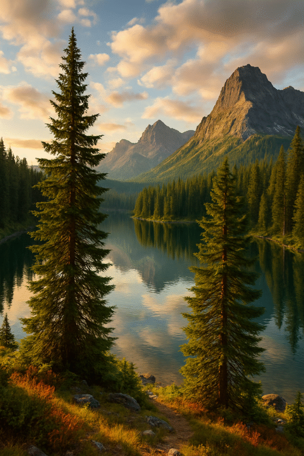Wilderness Lake Serenity – Tranquil Nature Digital Wall Art