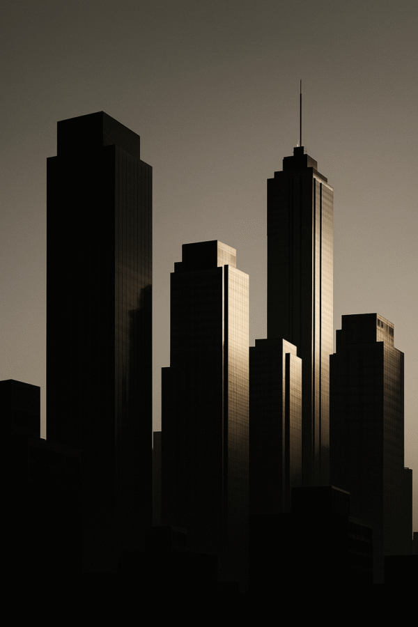 Silent Cityscape Elegance – Tranquil Urban Digital Wall Art