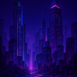 Neon Metropolis Vision – Futuristic Cyberpunk Digital Wall Art