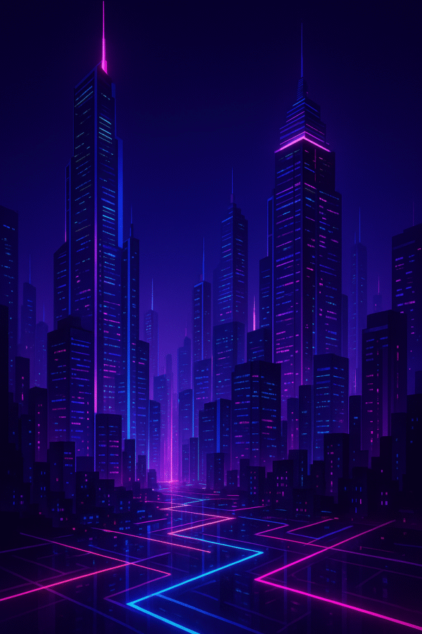 Neon Metropolis Vision – Futuristic Cyberpunk Digital Wall Art